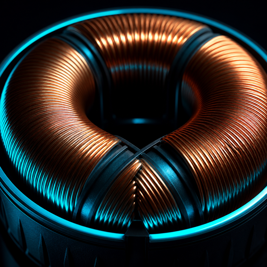Close view of the torus coil windings